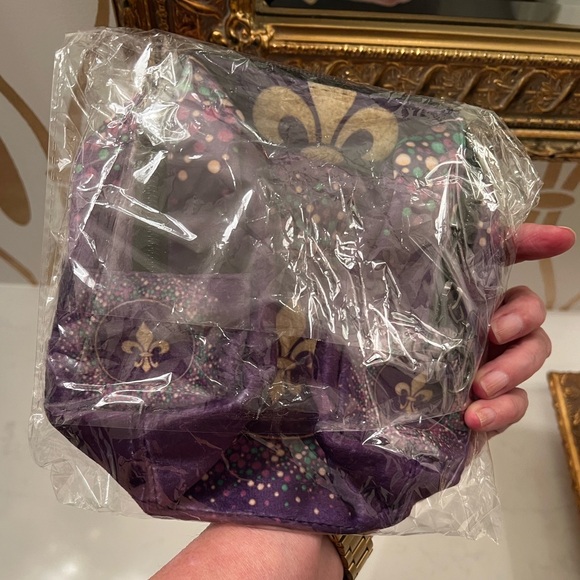 Purple and Gold Fleur-de-Lis Cosmetic Bag - Picture 7 of 7